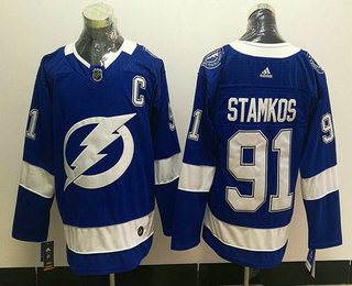 Men's Tampa Bay Lightning #91 Steven Stamkos Light Blue 2017-2018 Hockey Adidas Stitched NHL Jersey