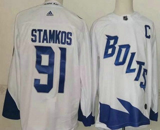 Men's Tampa Bay Lightning #91 Steven Stamkos White 2022 Stadium Series Authentic Jersey