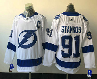 Men's Tampa Bay Lightning #91 Steven Stamkos White With C Patch 2017-2018 Hockey Adidas Stitched NHL Jersey