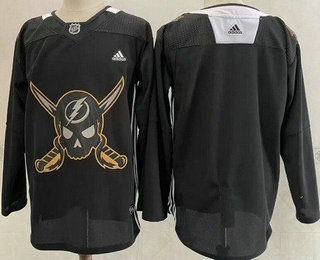 Men's Tampa Bay Lightning Blank Black Pirate Themed Warmup Authentic Jersey