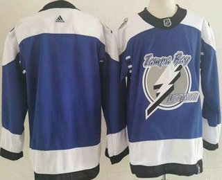 Men's Tampa Bay Lightning Blank Blue 2021 Reverse Retro Authentic Jersey