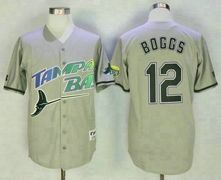 Men's Tampa Bay Rays #12 Wade Boggs Gray Road Throwback Cooperstown Collection Stitched MLB Mitchell & Ness Jersey