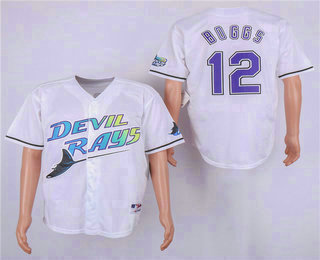 Men's Tampa Bay Rays #12 Wade Boggs Mesh BP 1998 White Throwback Jersey