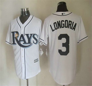 Men's Tampa Bay Rays #3 Evan Longoria Home White 2015 MLB Cool Base Jersey