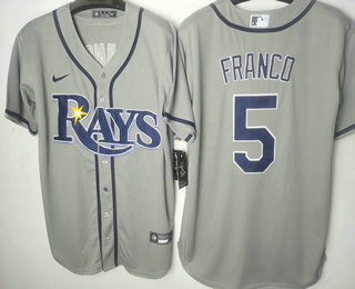 Men's Tampa Bay Rays #5 Wander Franco Grey Stitched MLB Cool Base Nike Jersey