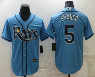 Men's Tampa Bay Rays #5 Wander Franco Light Blue Stitched MLB Cool Base Nike Jersey