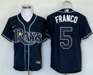 Men's Tampa Bay Rays #5 Wander Franco Navy Blue Stitched MLB Cool Base Nike Jersey