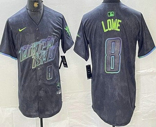 Men's Tampa Bay Rays #8 Brandon Lowe Charcoal 2024 City Connect Player Number Limited Cool Base Jersey