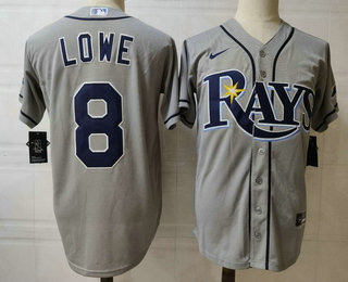 Men's Tampa Bay Rays #8 Brandon Lowe Grey Stitched MLB Cool Base Nike Jersey