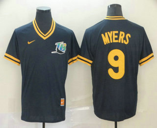 Men's Tampa Bay Rays #9 Wil Myers Navy Blue Nike Cooperstown Collection Legend V Neck Jersey