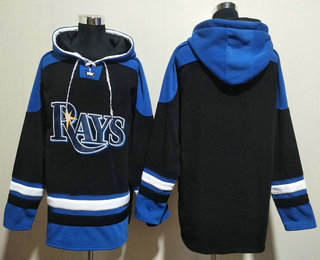 Men's Tampa Bay Rays Blank Navy Blue Ageless Must Have Lace Up Pullover Hoodie