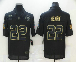 Men's Tennessee Titans #22 Derrick Henry Black 2020 Salute To Service Stitched NFL Nike Limited Jersey