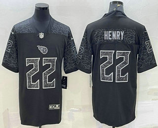 Men's Tennessee Titans #22 Derrick Henry Black Reflective Limited Stitched Football Jersey