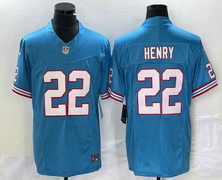 Men's Tennessee Titans #22 Derrick Henry Blue 2023 FUSE Vapor Limited Throwback Stitched Jersey