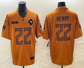 Men's Tennessee Titans #22 Derrick Henry Brown 2023 Salute To Service Limited Stitched Jersey