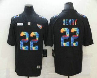 Men's Tennessee Titans #22 Derrick Henry Multi-Color Black 2020 NFL Crucial Catch Vapor Untouchable Nike Limited Jersey