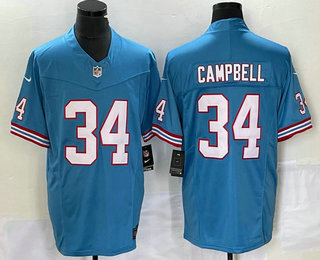 Men's Tennessee Titans #34 Earl Campbell Blue 2023 FUSE Vapor Limited Throwback Stitched Jersey