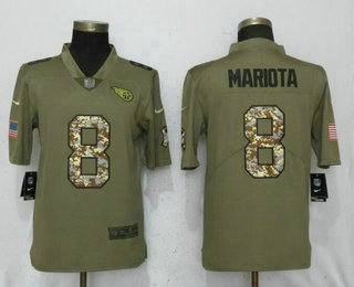 Men's Tennessee Titans #8 Marcus Mariota Olive With Camo 2017 Salute To Service Stitched NFL Nike Limited Jersey