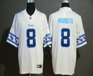 Men's Tennessee Titans #8 Marcus Mariota White 2019 NEW Team Logo Vapor Untouchable Stitched NFL Nike Limited Jersey