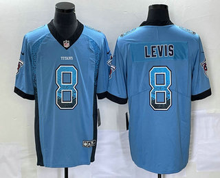 Men's Tennessee Titans #8 Will Levis Blue 2022 Fashion Drift Color Rush Stitched NFL Nike Limited Jersey