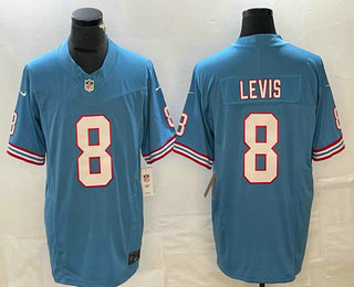 Men's Tennessee Titans #8 Will Levis Blue 2023 FUSE Vapor Limited Throwback Stitched Jersey