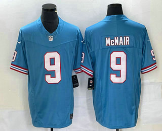 Men's Tennessee Titans #9 Steve McNair Blue 2023 FUSE Vapor Limited Throwback Stitched Jersey