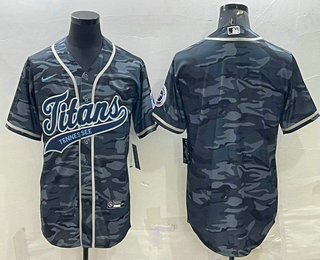 Men's Tennessee Titans Blank Grey Camo With Patch Cool Base Stitched Baseball Jersey