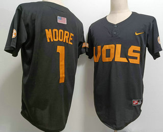 Men's Tennessee Volunteers #1 Christian Moore Black Pullover Cooperstown Stitched Nike Jersey