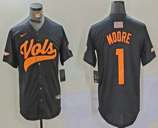 Men's Tennessee Volunteers #1 Christian Moore Grey With Patch Stitched Baseball Jersey