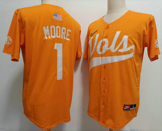 Men's Tennessee Volunteers #1 Christian Moore Orange College Football Stitched Jersey