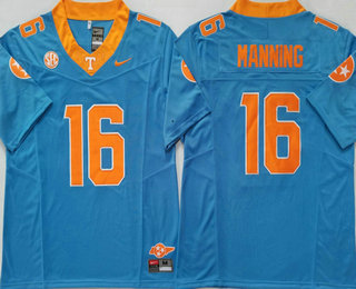 Men's Tennessee Volunteers #16 Peyton Manning Blue FUSE College Stitched Jersey