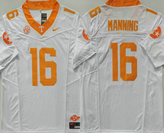 Men's Tennessee Volunteers #16 Peyton Manning White FUSE College Stitched Jersey