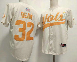 Men's Tennessee Volunteers #32 Drew Beam Cream College Football Stitched Jersey