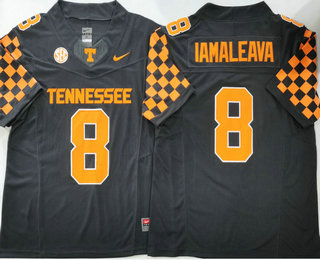 Men's Tennessee Volunteers #8 Nico Iamaleava Black With Orange FUSE College Football Jersey