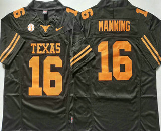 Men's Texas Longhorns #16 Arch Manning Black FUSE College Football Jersey