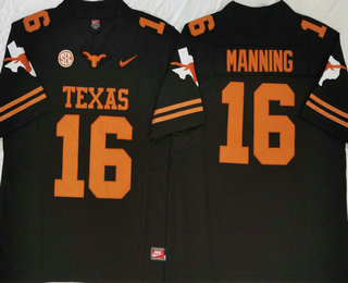 Men's Texas Longhorns #16 Arch Manning Black FUSE College Stitched Jersey