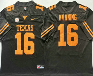 Men's Texas Longhorns #16 Arch Manning Black Vapor Stitched Nike Jersey