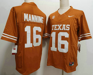 Men's Texas Longhorns #16 Arch Manning Orange FUSE College Football Jersey