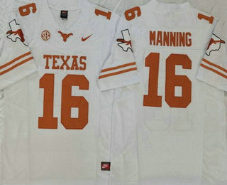 Men's Texas Longhorns #16 Arch Manning White 2024 College Football Jersey