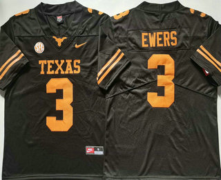 Men's Texas Longhorns #3 Quinn Ewers Black Vapor Stitched Nike Jersey