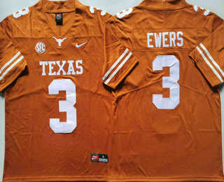 Men's Texas Longhorns #3 Quinn Ewers Yellow Vapor Stitched Nike Jersey