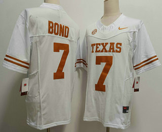 Men's Texas Longhorns #7 Isaiah Bond White FUSE Stitched Jersey