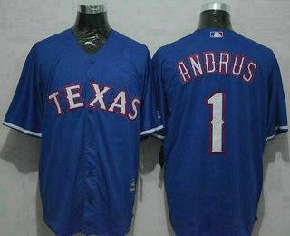 Men's Texas Rangers #1 Elvis Andrus Blue New Cool Base Jersey