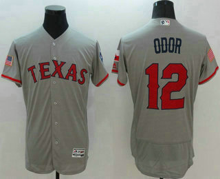 Men's Texas Rangers #12 Rougned Odor Gray Fashion Stars & Stripes 2016 Flexbase MLB Independence Day Jersey