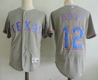 Men's Texas Rangers #12 Rougned Odor Gray Road Stitched MLB Majestic Flex Base Jersey