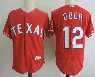 Men's Texas Rangers #12 Rougned Odor Red Stitched MLB Majestic Flex Base Jersey