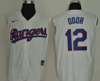 Men's Texas Rangers #12 Rougned Odor White Cooperstown Collection 2020 Cool and Refreshing Sleeveless Fan Stitched MLB Nike Jersey