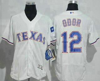 Men's Texas Rangers #12 Rougned Odor White Home Stitched MLB 2016 Majestic Flex Base Jersey