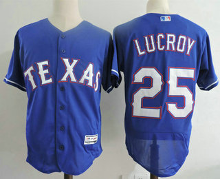 Men's Texas Rangers #25 Jonathan Lucroy Royal Blue Stitched MLB Majestic Flex Base Jersey