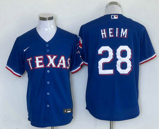 Men's Texas Rangers #28 Jonah Heim Royal Team Logo Cool Base Jersey